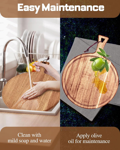 Mini Acacia Wood Cutting Board with Hanging Hole,Small Wooden cutting board-Rectangular Charcuterie Board-Cheese Cutting Board-Serving Board.BPA Free For Vegetables,Fruit,Bread,Meat-9" X 6.5" X 0.6"