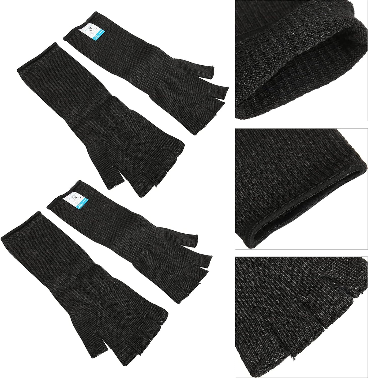 2 Pairs Cut Arm Sleeves, Level 5 Scratch Abrasion Protection Sleeves, Finger Holes Safety, Ideal for Yard Work, Kitchen & Chainsaw Safety (L)