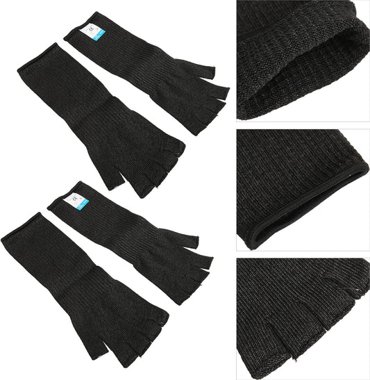 2 Pairs Cut Arm Sleeves, Level 5 Scratch Abrasion Protection Sleeves, Finger Holes Safety, Ideal for Yard Work, Kitchen & Chainsaw Safety (L)