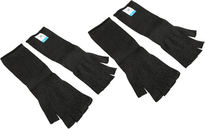 2 Pairs Cut Arm Sleeves, Level 5 Scratch Abrasion Protection Sleeves, Finger Holes Safety, Ideal for Yard Work, Kitchen & Chainsaw Safety (L)