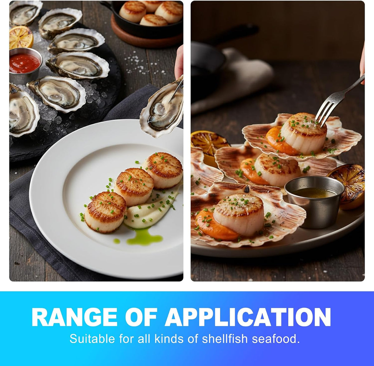 4-Piece Oyster Shucking Tool Kit with Stainless Steel Knives, Cut-Resistant Gloves, and Cloth