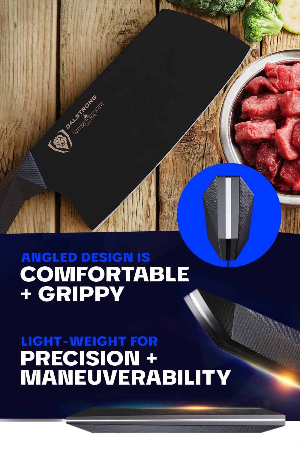 7" Meat Cleaver - Titanium Nitride Coated