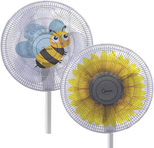 2 Pack Cartoon Fan Guard Net Safety Filters - Kid Finger Protector Summer Washable Children Safety Cover