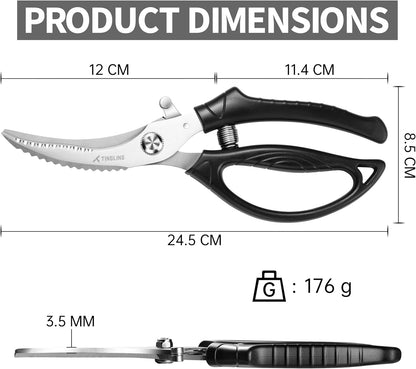 Kitchen Shears Heavy Duty for Food: Poultry Scissors with Safety Lock Easy to Spatchcocking 18lbs Turkey - Anti-slip Handle Meat Cutting Scissors with Spring Loaded, Dishwasher Safe