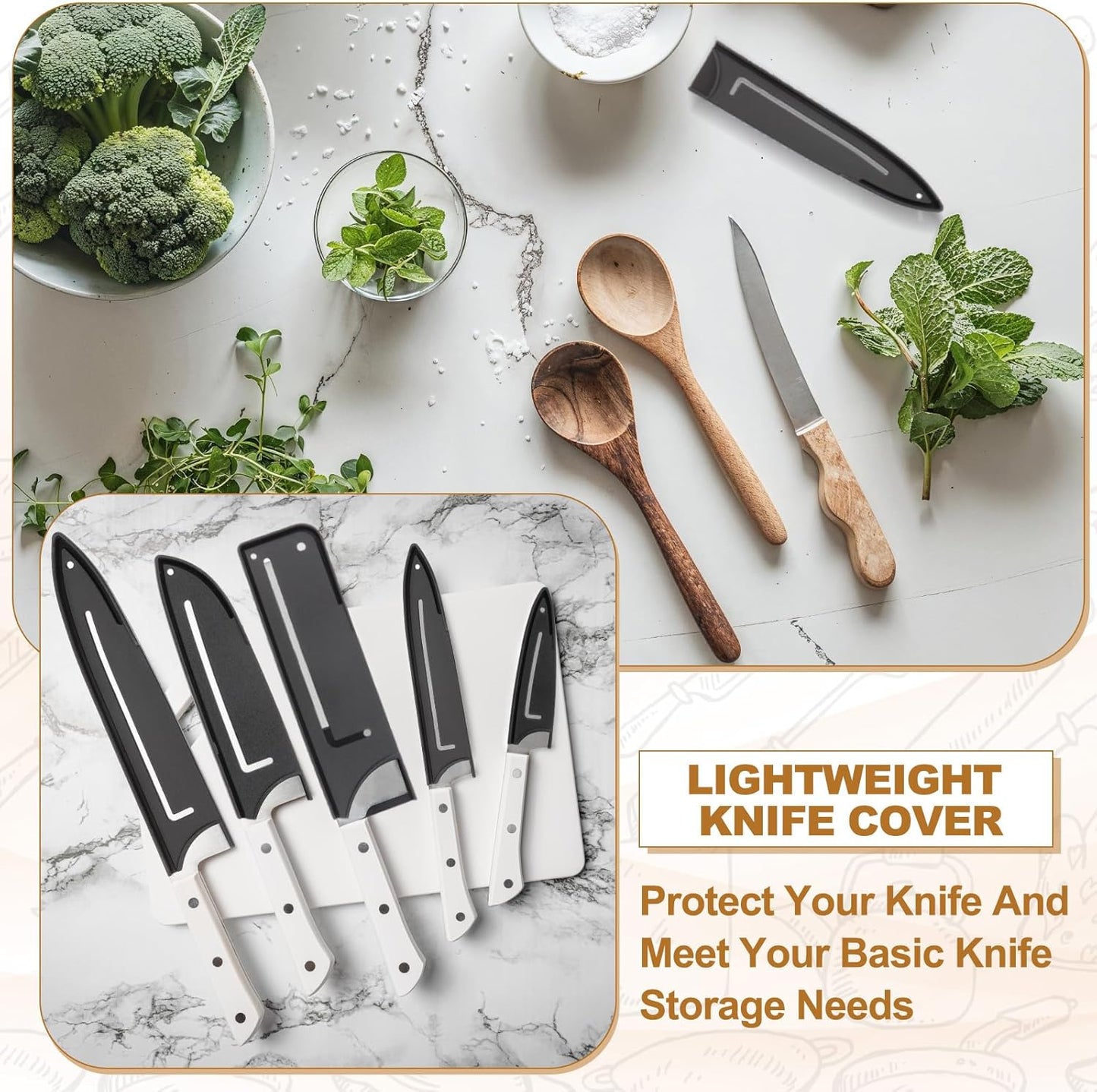 2Pcs PP Universal Knife Cover, Knife Protector Sleeve for 3" Paring Knife Blade Guard for Kitchen, Dining Room, Black