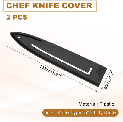 2Pcs PP Universal Knife Cover, Knife Protector Sleeve for 3" Paring Knife Blade Guard for Kitchen, Dining Room, Black
