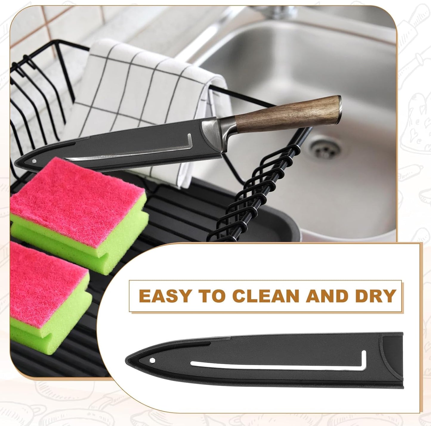 2Pcs PP Universal Knife Cover, Knife Protector Sleeve for 3" Paring Knife Blade Guard for Kitchen, Dining Room, Black