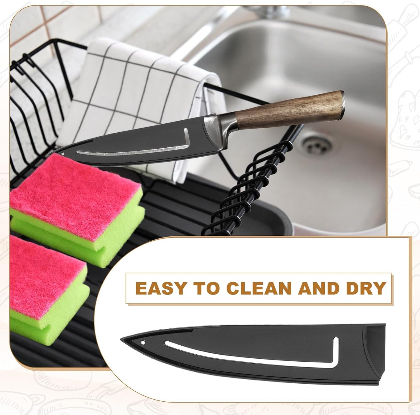 2Pcs PP Universal Knife Cover, Knife Protector Sleeve for 3" Paring Knife Blade Guard for Kitchen, Dining Room, Black