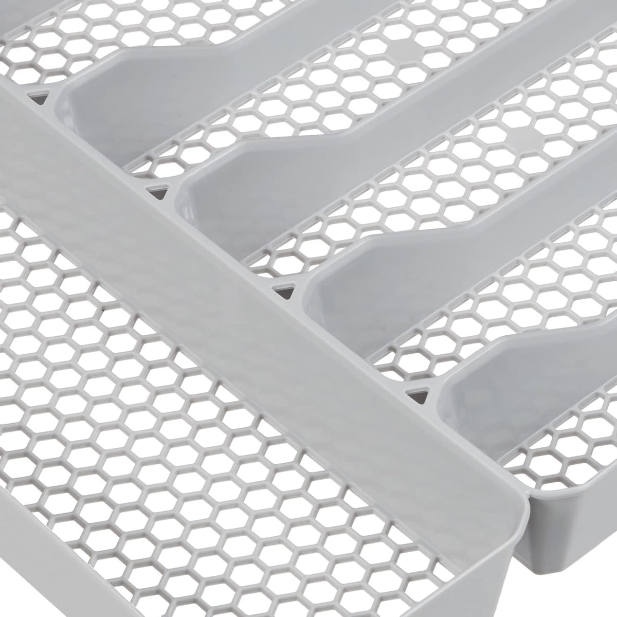 HEXA 5-Divider Expandable Silverware Tray (Stone Gray) - In-Drawer Organizer for Kitchen Accessories, Cutlery, Knives, & More / Easy-to-Clean Home & Apartment Essential
