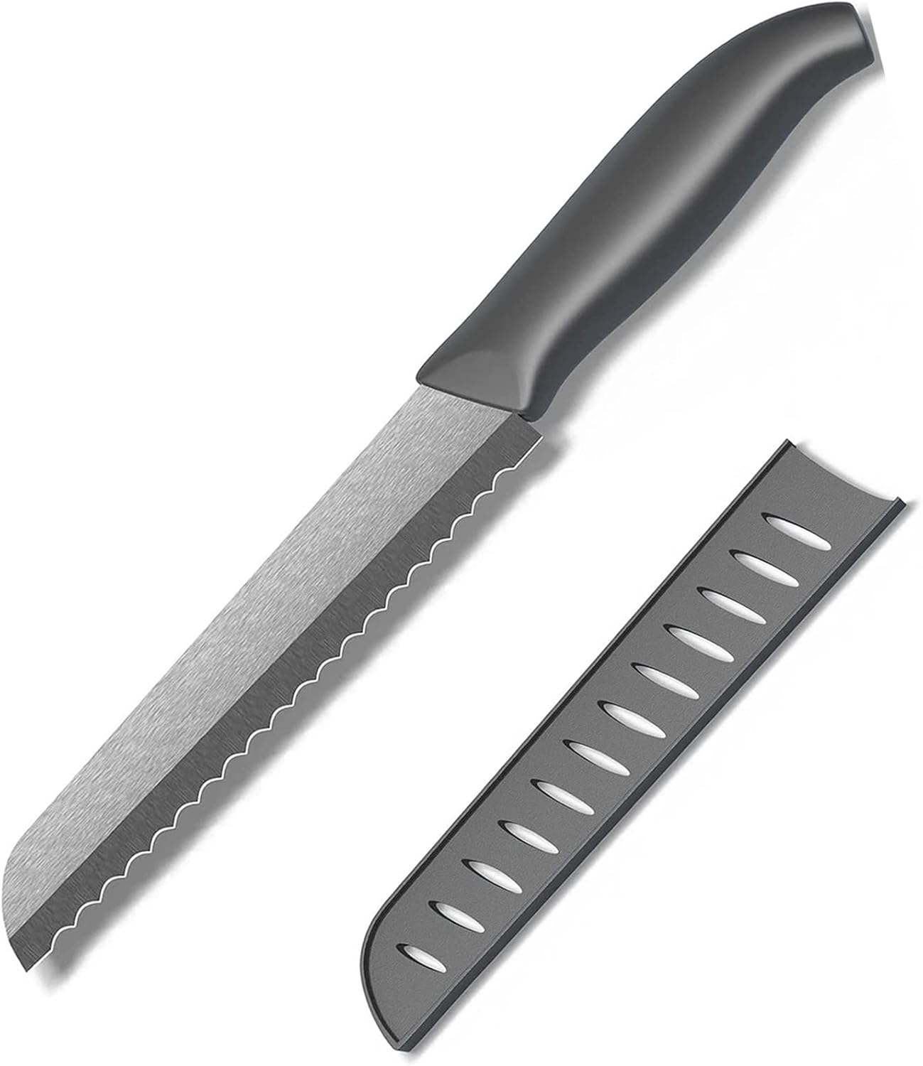 Ceramic Serrated Bread Knife Slicing Knife - 6" Sharp Blade Kitchen Knife | With Cover