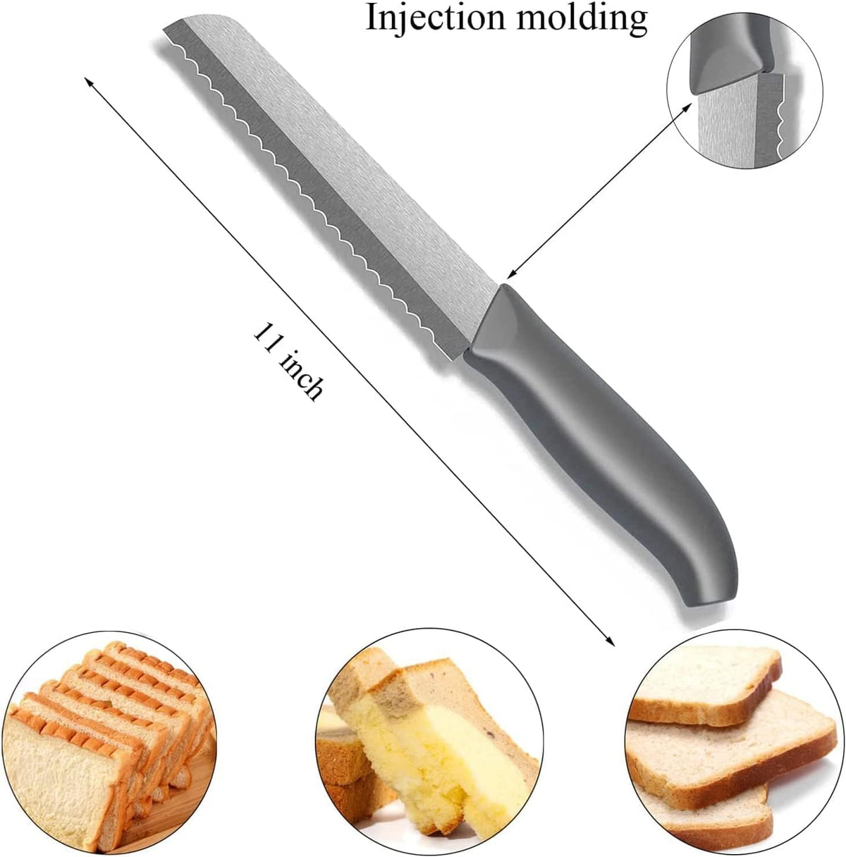 Ceramic Serrated Bread Knife Slicing Knife - 6" Sharp Blade Kitchen Knife | With Cover