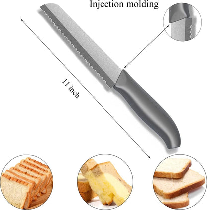 Ceramic Serrated Bread Knife Slicing Knife - 6" Sharp Blade Kitchen Knife | With Cover
