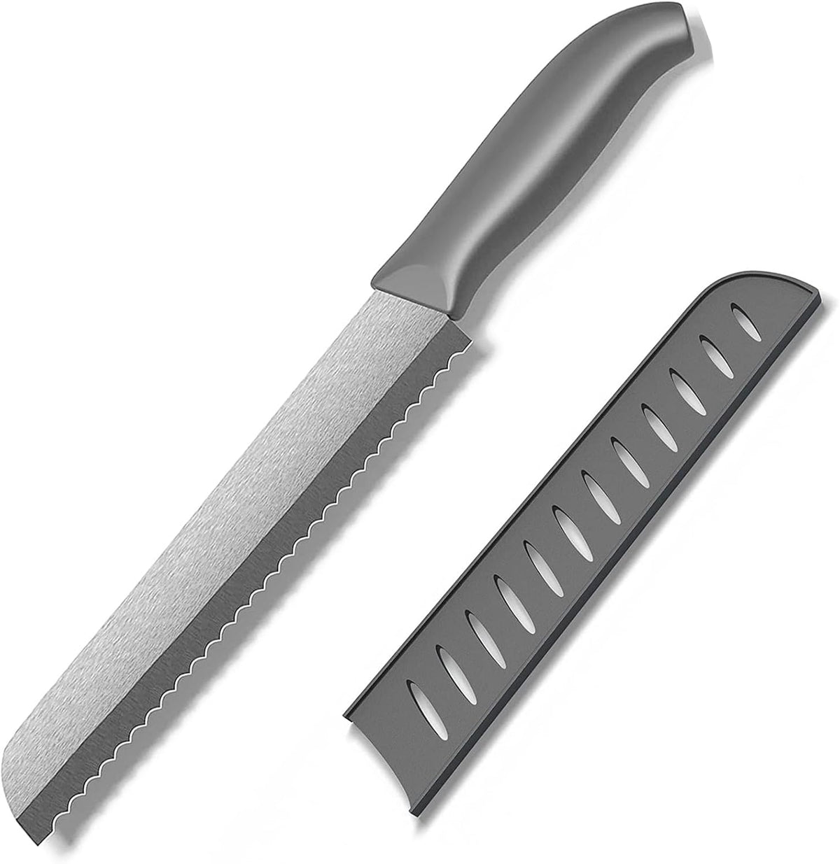 Ceramic Serrated Bread Knife Slicing Knife - 6" Sharp Blade Kitchen Knife | With Cover