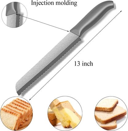 Ceramic Serrated Bread Knife Slicing Knife - 6" Sharp Blade Kitchen Knife | With Cover