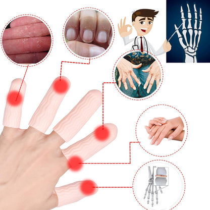 Gel Finger Cots, Finger Protector Support(14 PCS) NEW MATERIAL Finger Sleeves Great for Trigger Finger, Hand Eczema, Finger Cracking, Finger Arthritis and More. (10pcs Long + 4pcs Short)