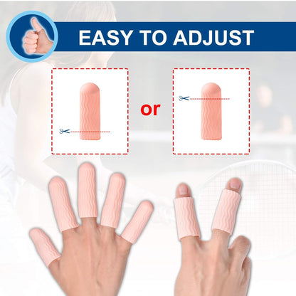 Gel Finger Cots, Finger Protector Support(14 PCS) NEW MATERIAL Finger Sleeves Great for Trigger Finger, Hand Eczema, Finger Cracking, Finger Arthritis and More. (10pcs Long + 4pcs Short)