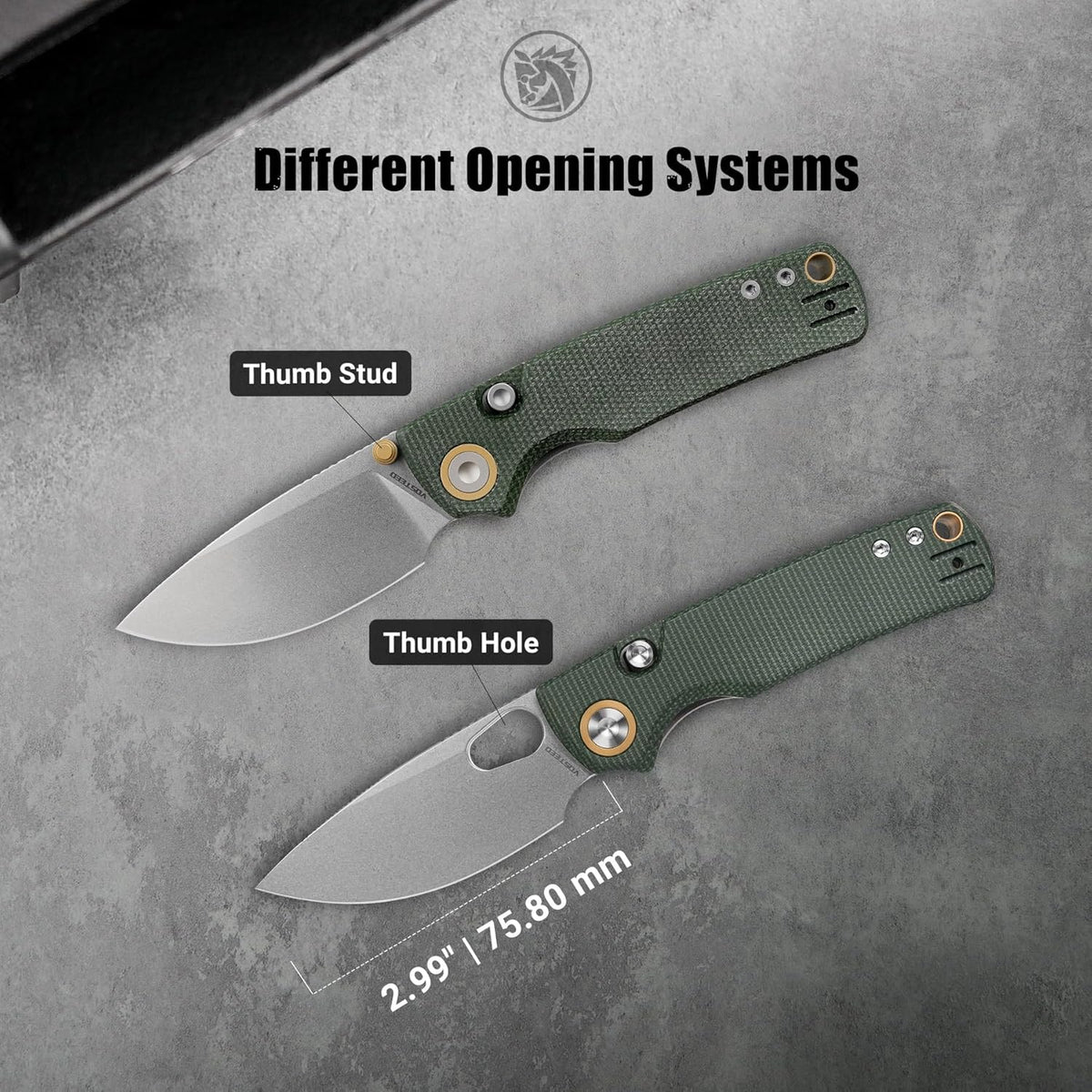 EDC Knife, 2.99" 14C28N Steel Wider Blade, Green Micarta Handle Top Liner Lock, Folding Pocket Knives with Clip for Men & Women, Survival Camping - Porcupine A2603