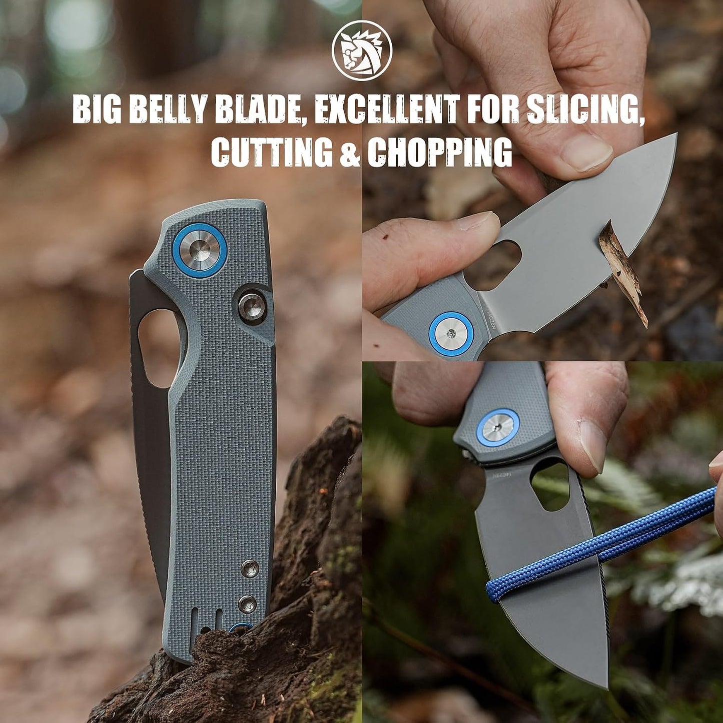 EDC Knife, 2.99" 14C28N Steel Wider Blade, Green Micarta Handle Top Liner Lock, Folding Pocket Knives with Clip for Men & Women, Survival Camping - Porcupine A2603