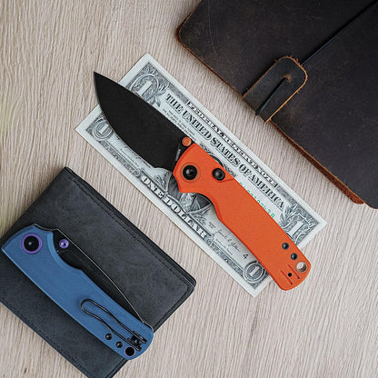 EDC Knife, 2.99" 14C28N Steel Wider Blade, Green Micarta Handle Top Liner Lock, Folding Pocket Knives with Clip for Men & Women, Survival Camping - Porcupine A2603