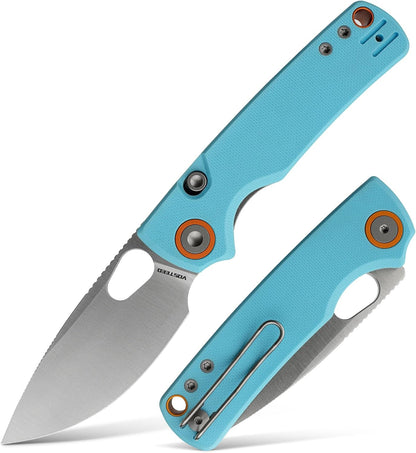 EDC Knife, 2.99" 14C28N Steel Wider Blade, Green Micarta Handle Top Liner Lock, Folding Pocket Knives with Clip for Men & Women, Survival Camping - Porcupine A2603