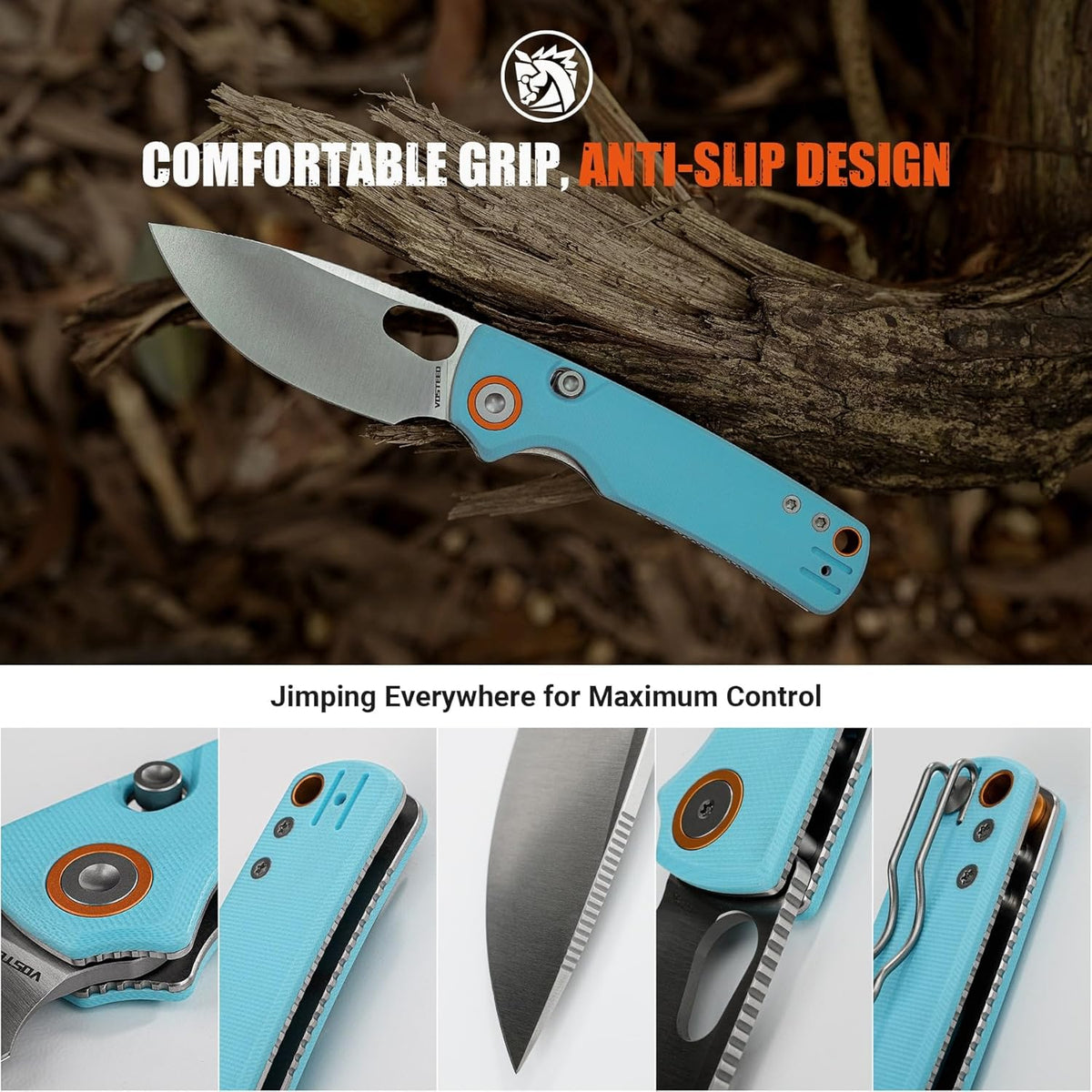EDC Knife, 2.99" 14C28N Steel Wider Blade, Green Micarta Handle Top Liner Lock, Folding Pocket Knives with Clip for Men & Women, Survival Camping - Porcupine A2603