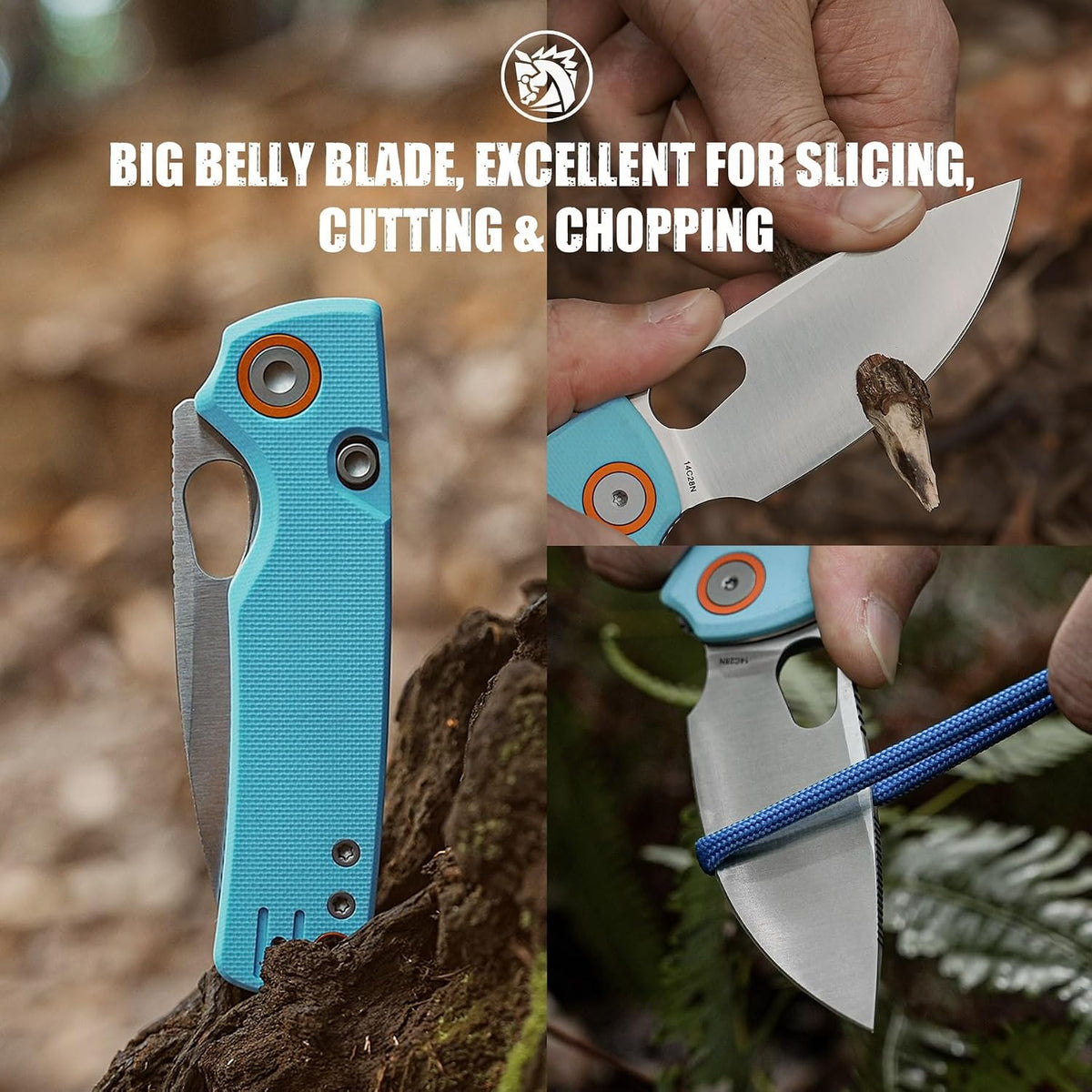 EDC Knife, 2.99" 14C28N Steel Wider Blade, Green Micarta Handle Top Liner Lock, Folding Pocket Knives with Clip for Men & Women, Survival Camping - Porcupine A2603
