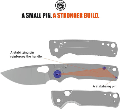 EDC Knife, 2.99" 14C28N Steel Wider Blade, Green Micarta Handle Top Liner Lock, Folding Pocket Knives with Clip for Men & Women, Survival Camping - Porcupine A2603