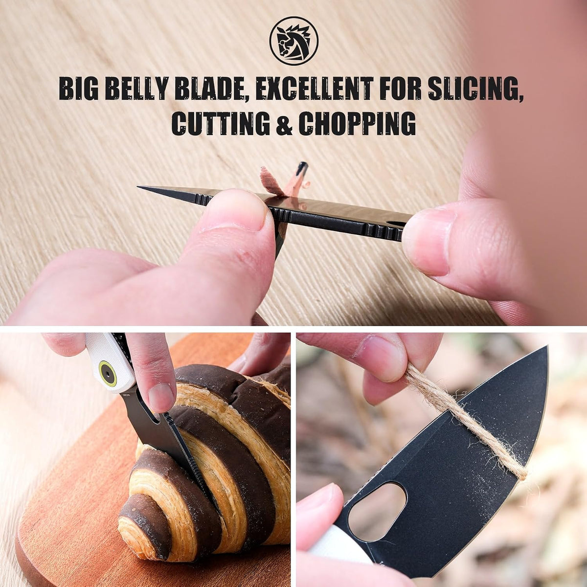 EDC Knife, 2.99" 14C28N Steel Wider Blade, Green Micarta Handle Top Liner Lock, Folding Pocket Knives with Clip for Men & Women, Survival Camping - Porcupine A2603