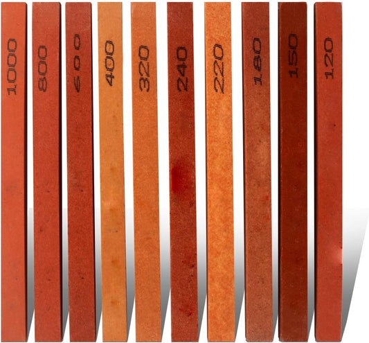 10pcs Sharpening Stone Set-10 Grit Assorted Sizes Whetstone Sharpener Polishing Honing Stone Kit 120#,150#,180#,220#,240#,320#,400#,600#,800#,1000#(5.9x0.47x0.24Inch)