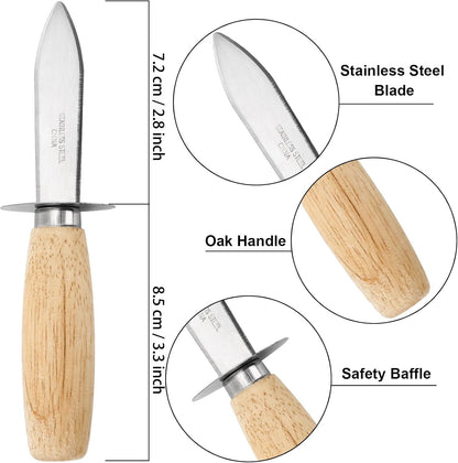 Oyster Shucking Knife Set, 9 Pack Stainless Steel Oyster Knifes with 2 Pairs Level 5 Cut-Resistant Gloves, Seafood Opener Kit Tools Gift for All Kinds of Oysters Clam Pearl Shell Shucking