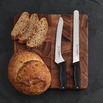 Offset Serrated Bread Knife, Professional 9-Inch German Steel Blade For Homemade Sourdough, Artisan Bread Slicing, or Cake Cutting, Ergonomic Soft-Grip Handle, NSF-Certified Kitchen Knife