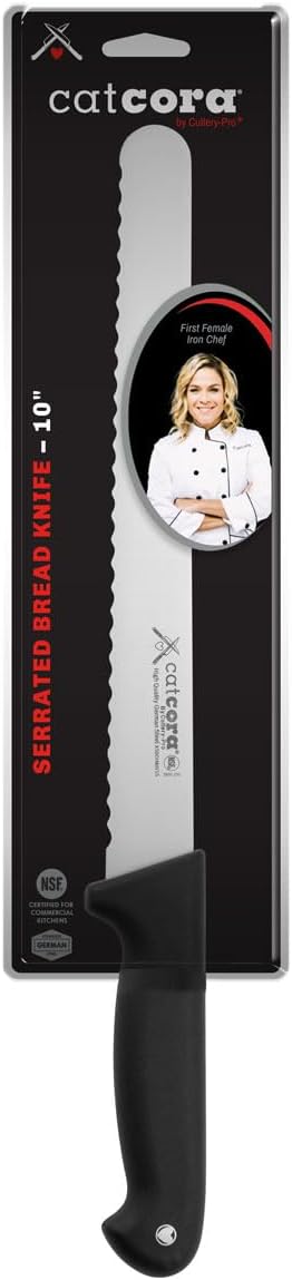 Offset Serrated Bread Knife, Professional 9-Inch German Steel Blade For Homemade Sourdough, Artisan Bread Slicing, or Cake Cutting, Ergonomic Soft-Grip Handle, NSF-Certified Kitchen Knife