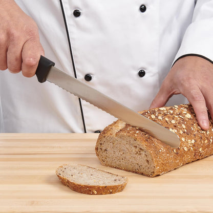 Offset Serrated Bread Knife, Professional 9-Inch German Steel Blade For Homemade Sourdough, Artisan Bread Slicing, or Cake Cutting, Ergonomic Soft-Grip Handle, NSF-Certified Kitchen Knife