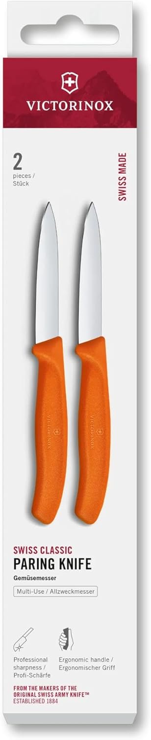 Swiss Classic 2 Piece 3 Inch Straight Edge Paring Knife Set - Orange