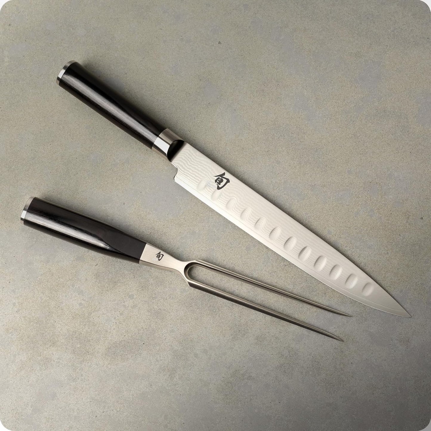 Classic 2 Piece Carving Set | Includes 9" Classic HG Slicing Knife & Carving Fork, VG-MAX Core, Damascus Stainless Steel Cladding, Pakkawood Handle