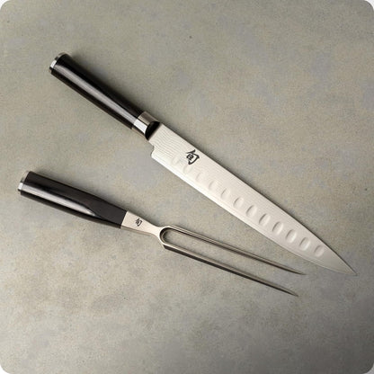 Classic 2 Piece Carving Set | Includes 9" Classic HG Slicing Knife & Carving Fork, VG-MAX Core, Damascus Stainless Steel Cladding, Pakkawood Handle
