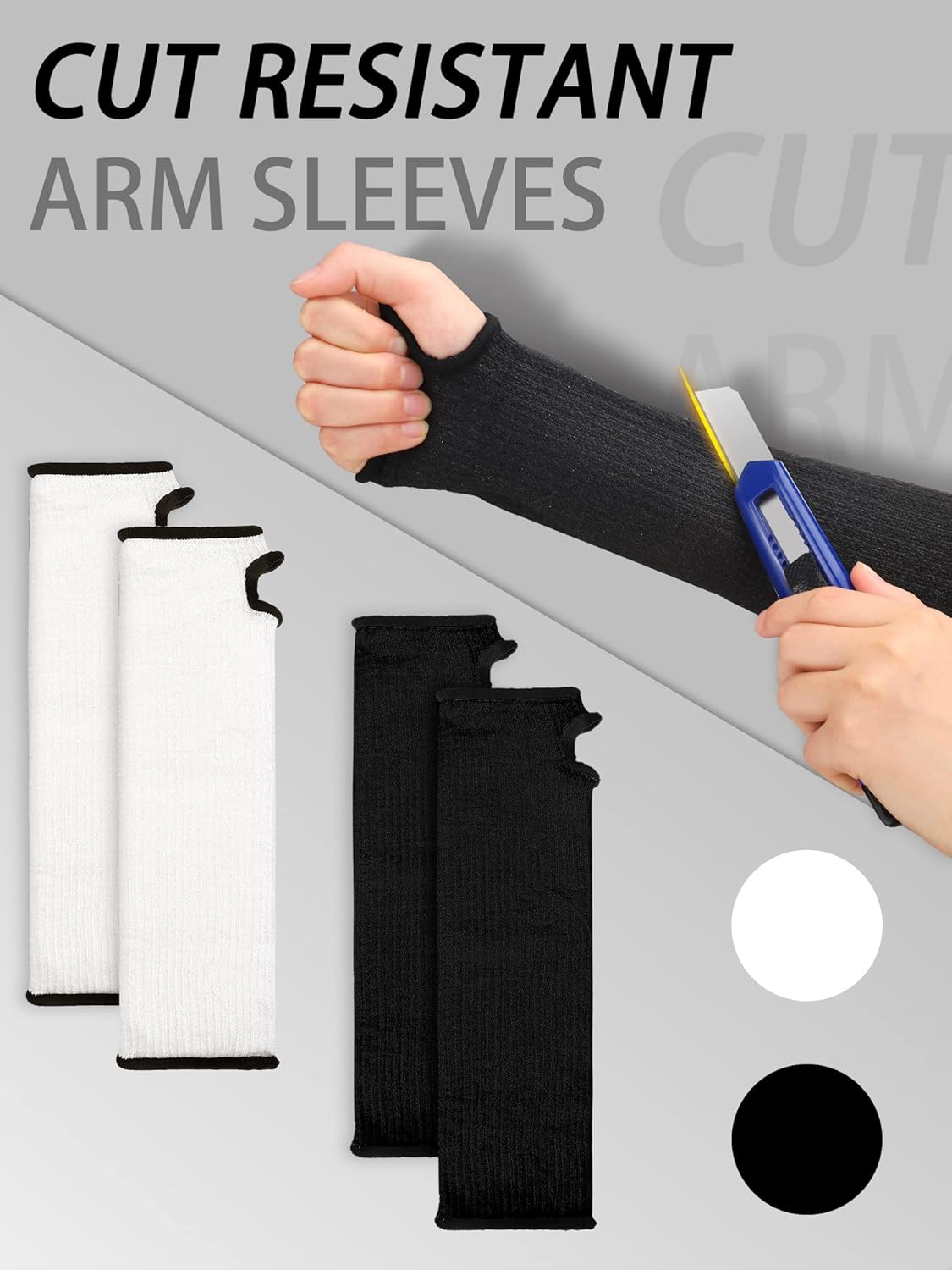 Cut Resistant Sleeves Protective Arm Sleeves Safety Arms Protection Sleeves with Thumb Hole for Garden Kitchen
