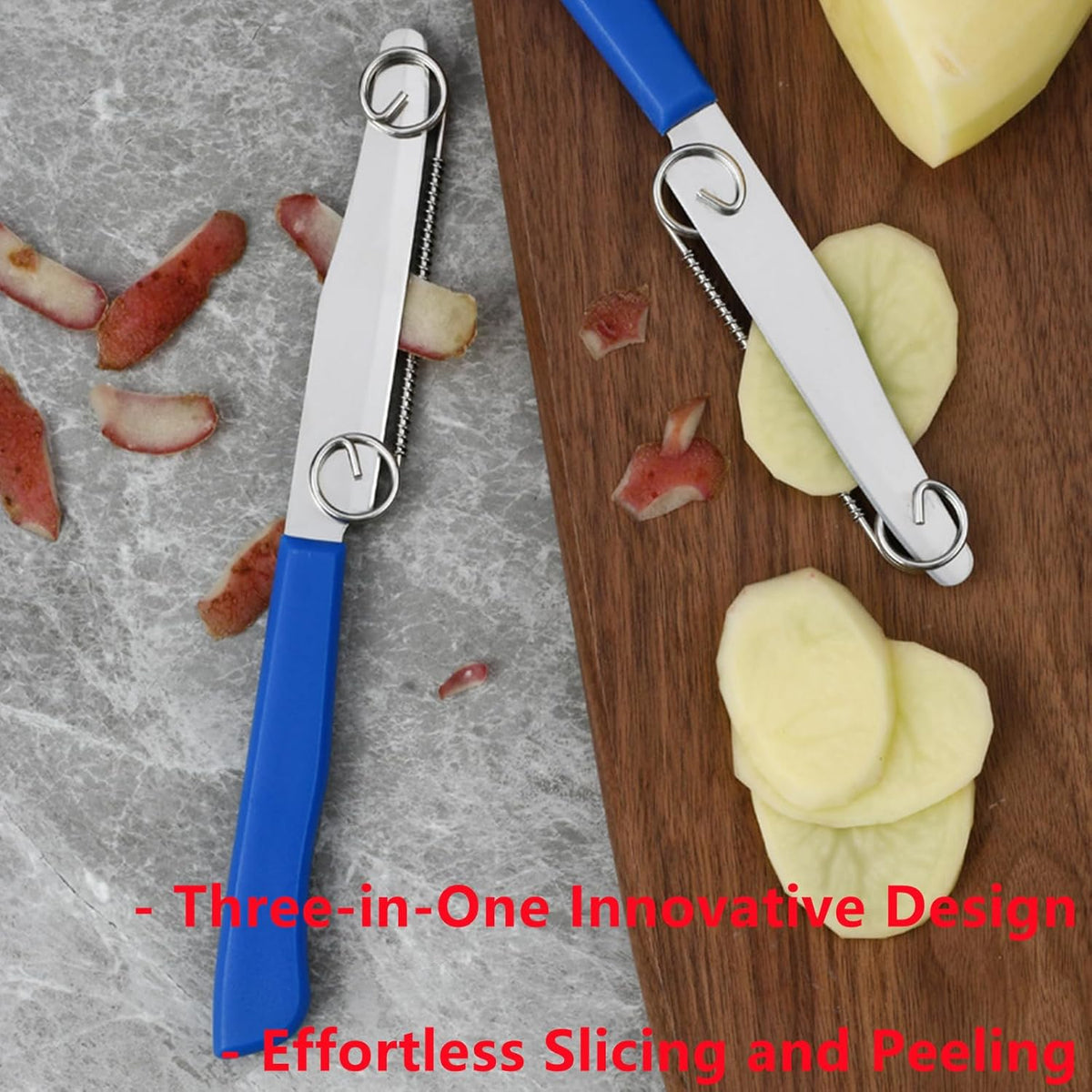 2 Pcs Julienne Peeler Vegetable Peeler, Stainless Steel | Vegetable Julienne Peeler and Slicer, Quick Slicing Knife Household Spring Fruit Knife, Veggie Peelers with Removable Spring