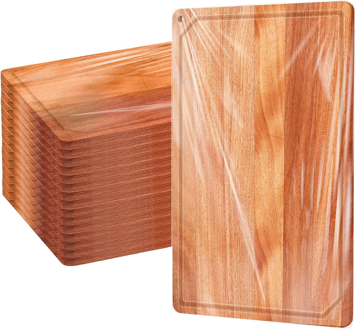 12 Set Extra Large Plain Cutting Board Bulk Heavy Duty Wood Cutting Boards Set with Juice Groove for Mother's Day Kitchen Gifts Wedding Crafts, Pre Oiled(Walnut,14" x 11")