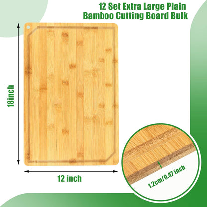 12 Set Extra Large Plain Cutting Board Bulk Heavy Duty Wood Cutting Boards Set with Juice Groove for Mother's Day Kitchen Gifts Wedding Crafts, Pre Oiled(Walnut,14" x 11")