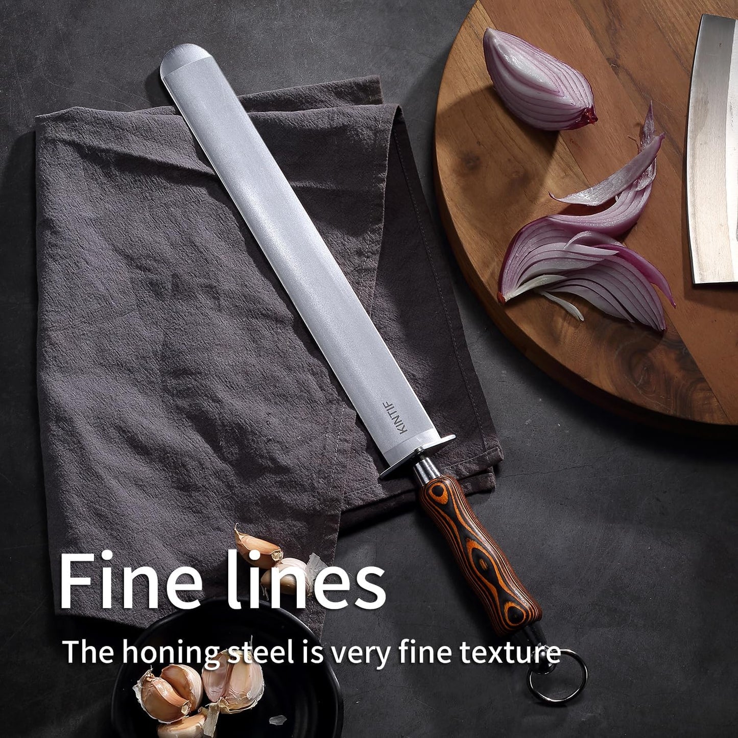 Honing Steel 12 inch Flat Honing Rod Heavy-Duty Sharpening Steel, Fine Cut, High hardness, Ideal For Butcher Knives and Chef Knives, Knife Sharpeners