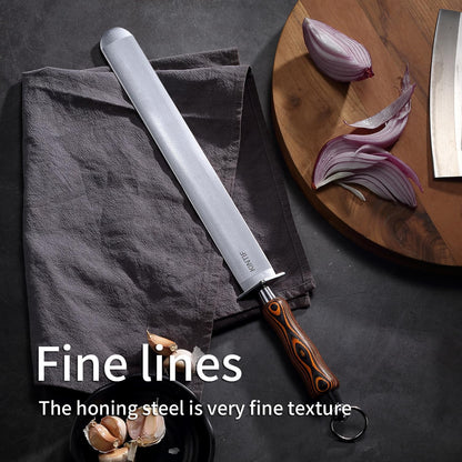 Honing Steel 12 inch Flat Honing Rod Heavy-Duty Sharpening Steel, Fine Cut, High hardness, Ideal For Butcher Knives and Chef Knives, Knife Sharpeners