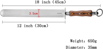 Honing Steel 12 inch Flat Honing Rod Heavy-Duty Sharpening Steel, Fine Cut, High hardness, Ideal For Butcher Knives and Chef Knives, Knife Sharpeners
