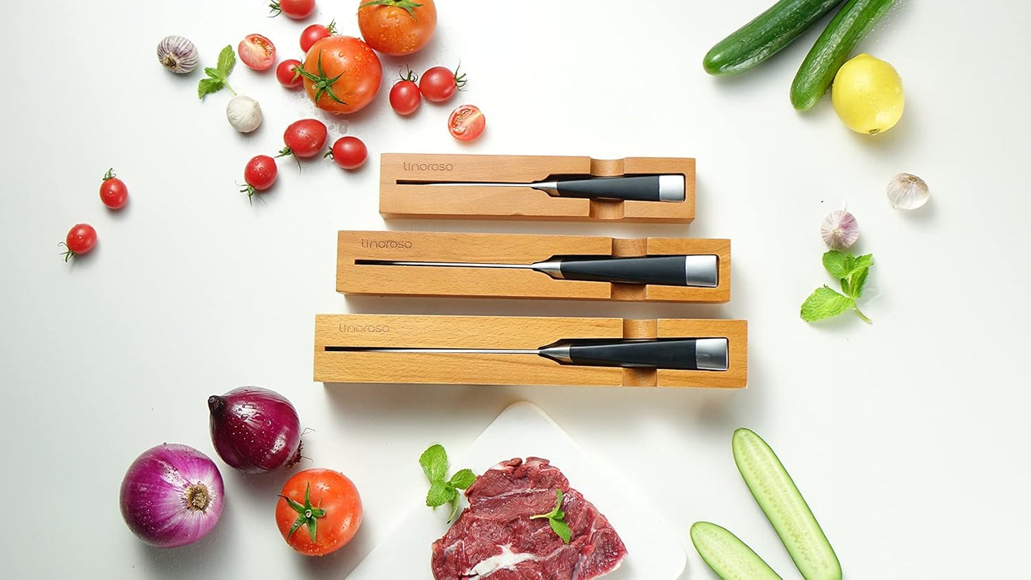 Chef Knife Kitchen Knife Ultra Sharp Cooking Knife, 7 inch Precision Forged German High-Carbon Stainless Steel Cutting Knife with Exquisite In-Drawer Knife Block- MAKO Series
