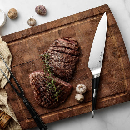 Chef Knife Kitchen Knife Ultra Sharp Cooking Knife, 7 inch Precision Forged German High-Carbon Stainless Steel Cutting Knife with Exquisite In-Drawer Knife Block- MAKO Series
