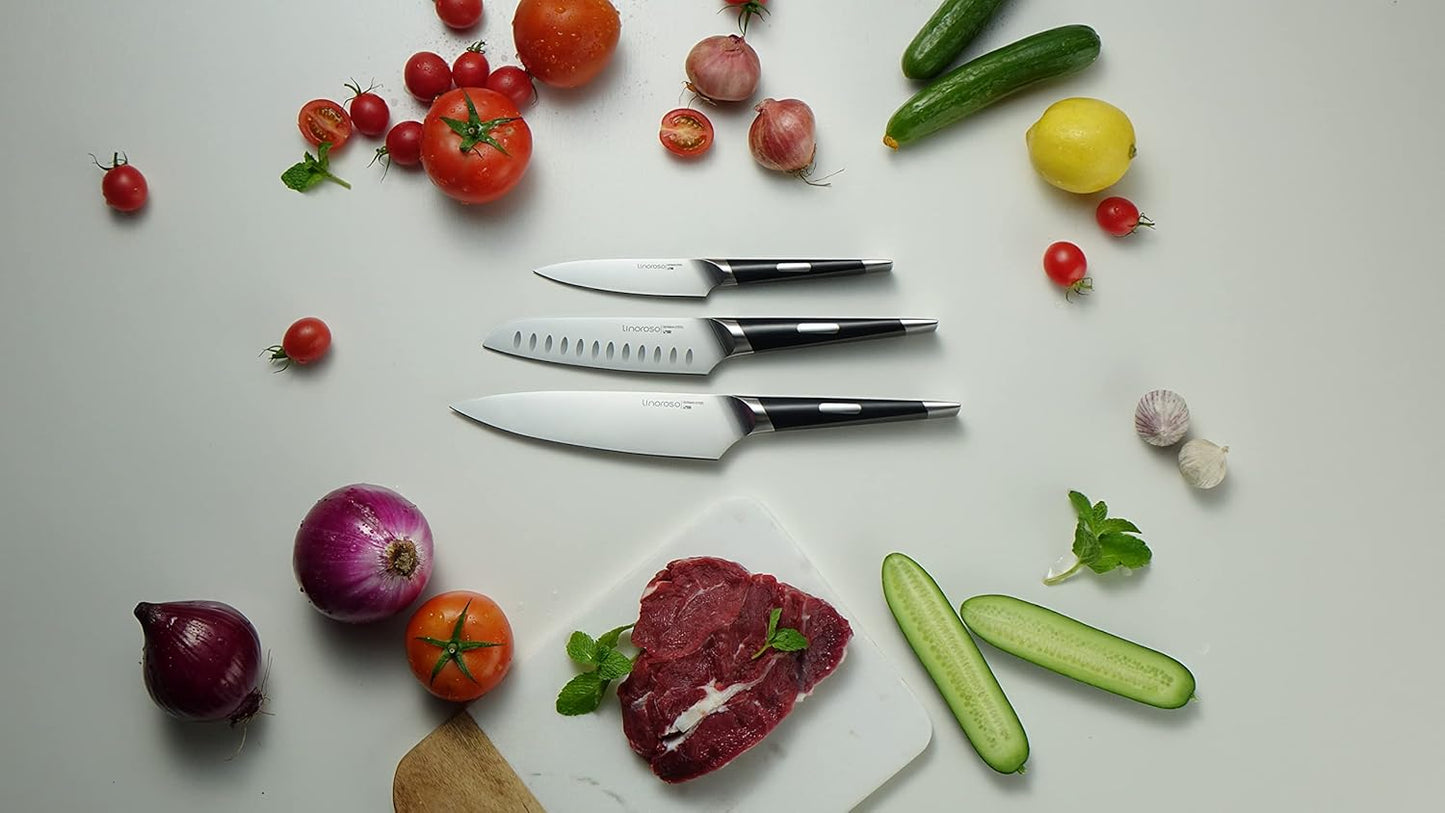 Chef Knife Kitchen Knife Ultra Sharp Cooking Knife, 7 inch Precision Forged German High-Carbon Stainless Steel Cutting Knife with Exquisite In-Drawer Knife Block- MAKO Series