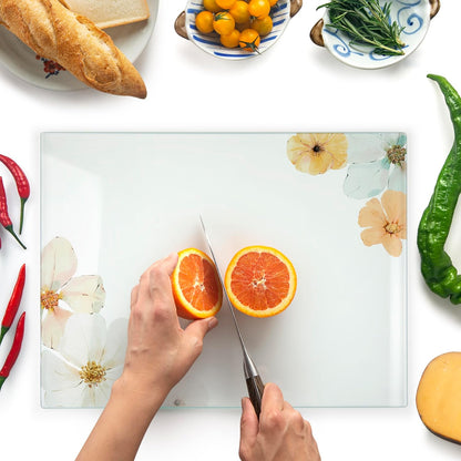 Kitchenville Glass Cutting Board 20”x16”: Tempered Glass Kitchen Counter Protector - Durable- Scratch-Resistant, Heat-Proof - Design 8 - Grey & Gold