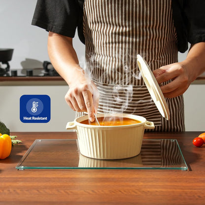Kitchenville Glass Cutting Board 20”x16”: Tempered Glass Kitchen Counter Protector - Durable- Scratch-Resistant, Heat-Proof - Design 8 - Grey & Gold