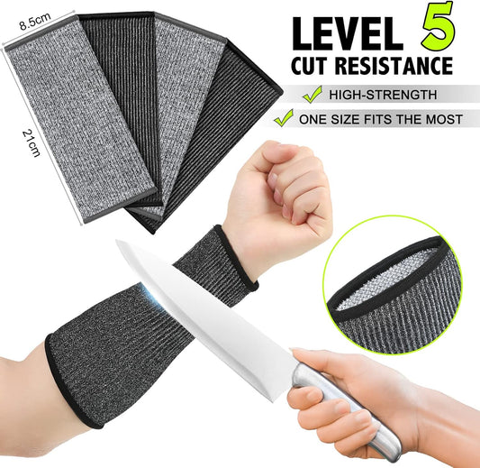 4 Pairs Cut Resistant Arm Protectors for Thin Skin and Bruising Level 5 Arm Guard Protective Forearm Sleeves for Men Women Gardening Welding Yard Working Repair Cat Dog Scratches(Simple Colors)