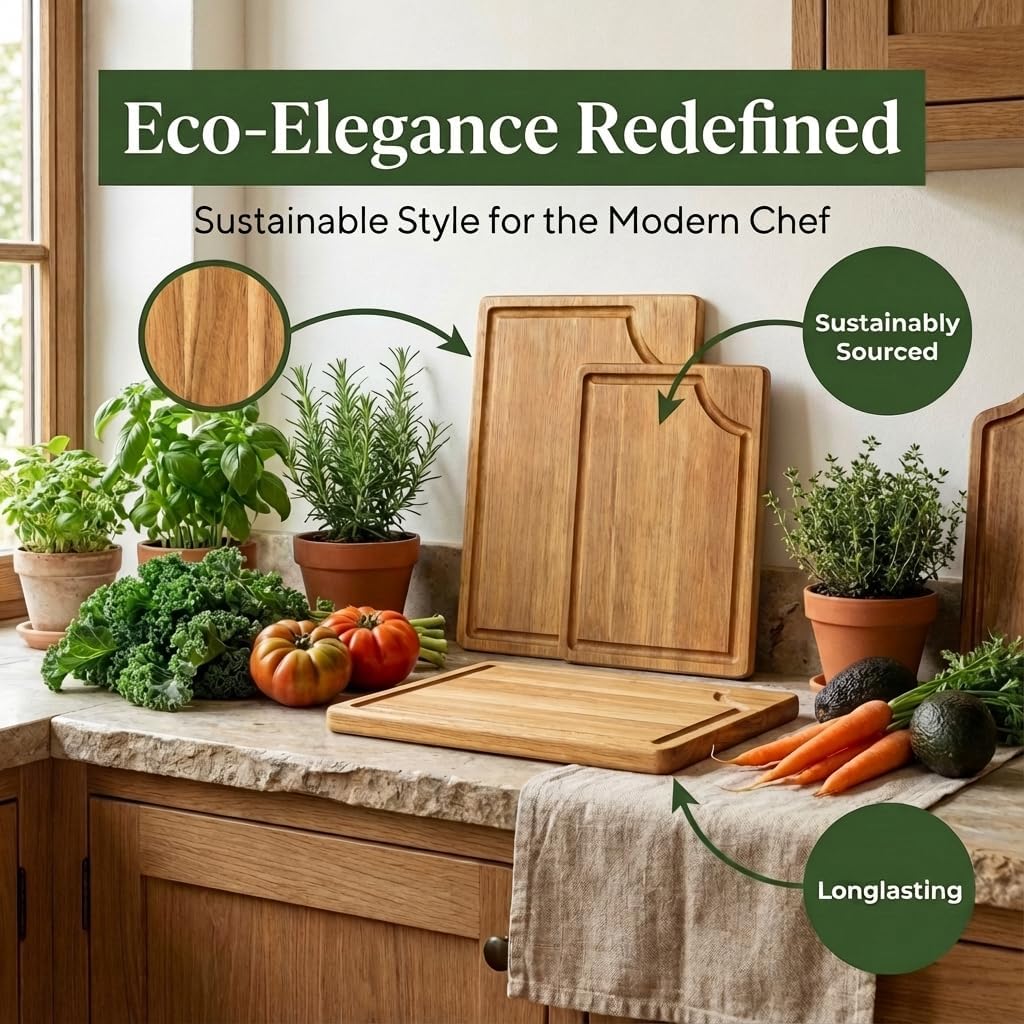 Store Indya Mango Wood Cutting Board for Kitchen, Natural, Set of 3